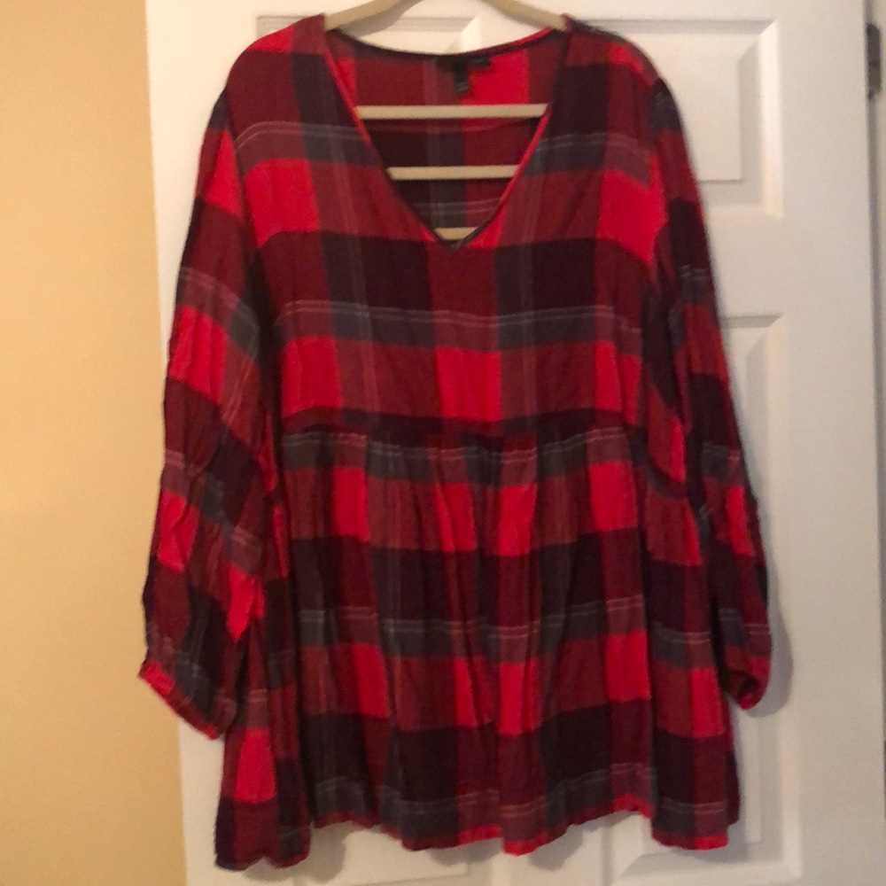 Lane Bryant red flannel tunic